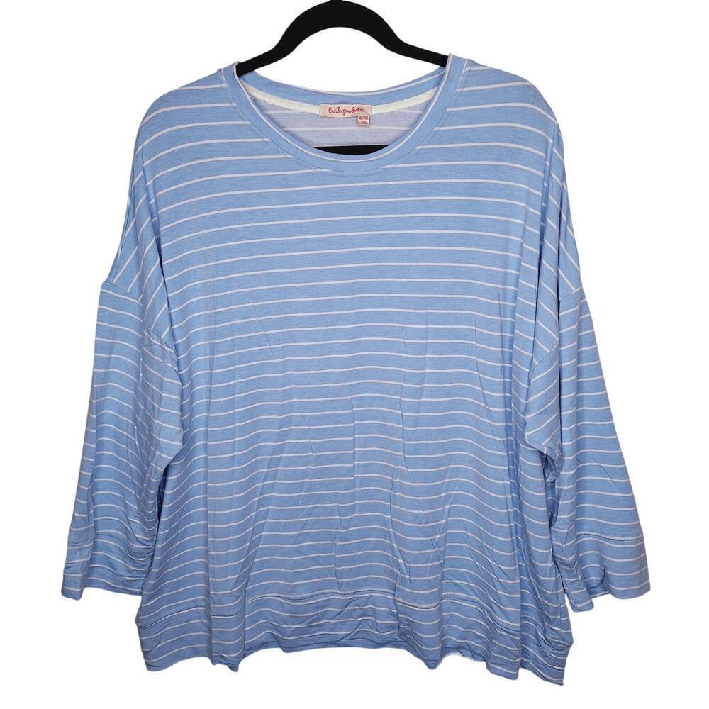 Fresh Produce French Terry Top XL / XXL Striped Bayside Blue Stretch Cozy Soft